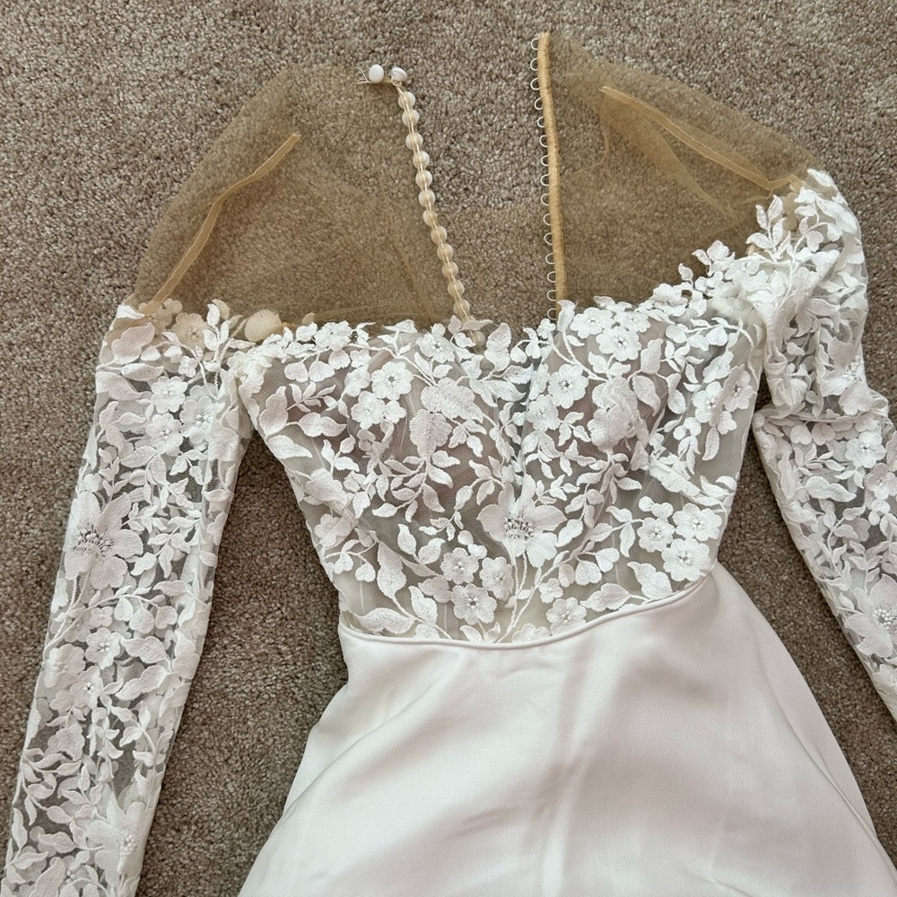 🔴Jenny Yoo Bradley Lace Off The Shoulder Wedding Dress 0 - Picture 7 of 11
